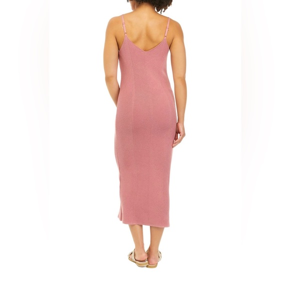 True Craft Ribbed Column Sweater Dress | V-Neck | Dusty Rose | Large - Picture 2 of 3